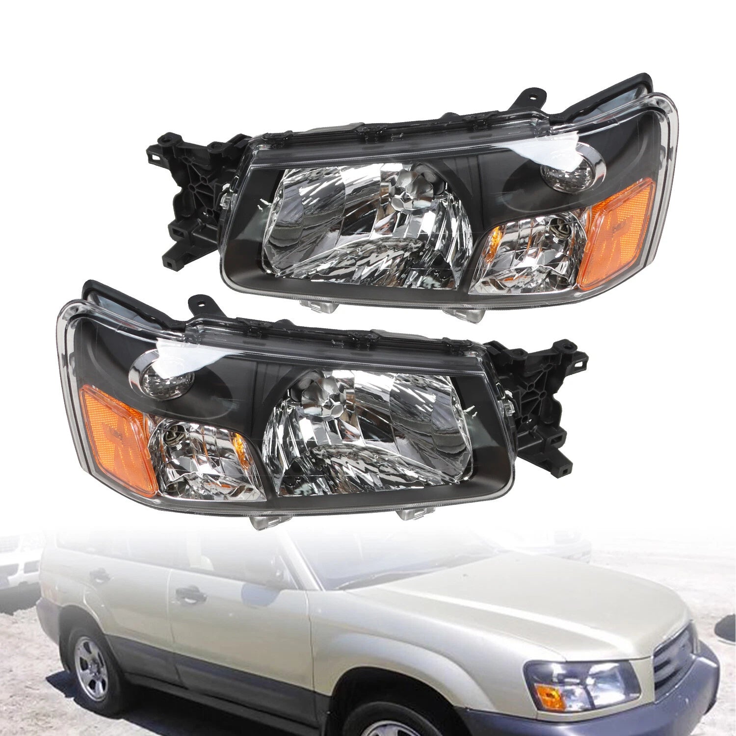 Set of 2 Headlights for Subaru Forester (2003–2004)