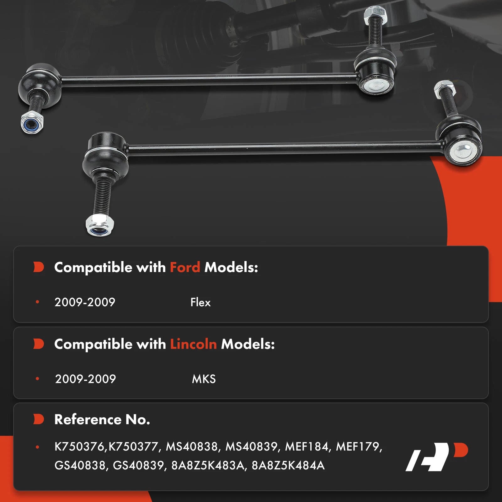 2X Front Sway Bar Link for Ford Flex Lincoln MKS (2009-2009)
