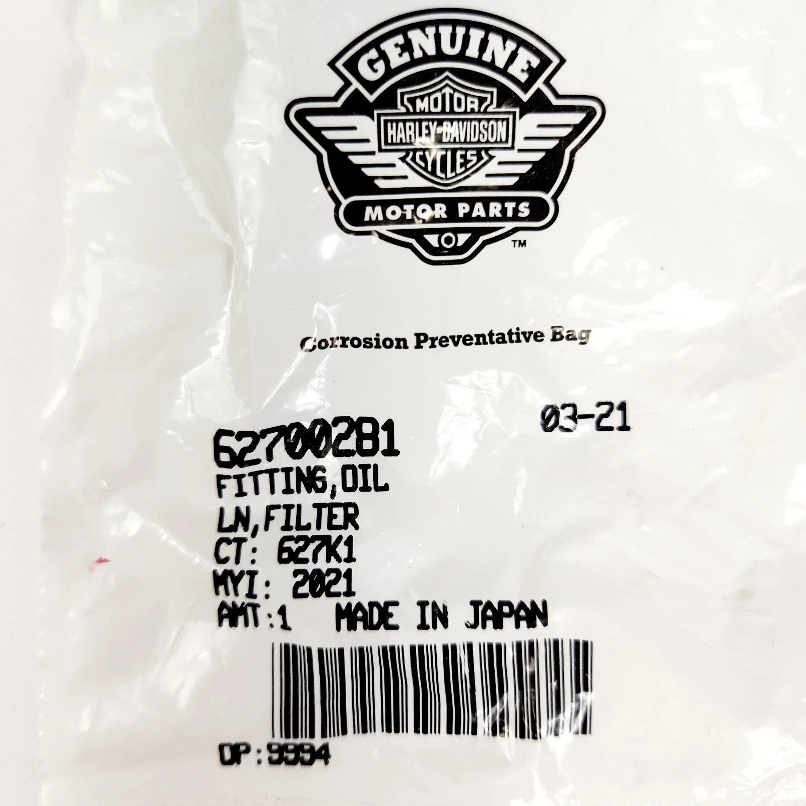 OEM Oil Filter Line Fitting for Harley-Davidson Pan America & Sportster S (2021–2023) 62700281