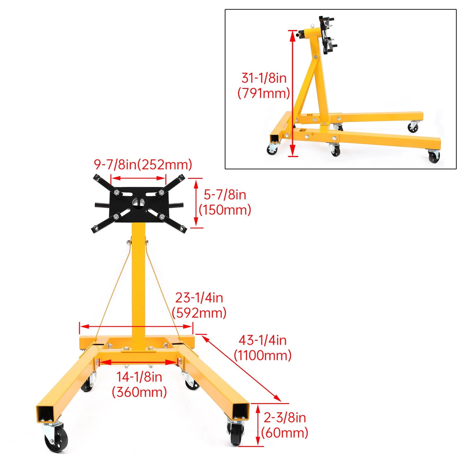 Engine Stand for Adjustable Folding Motor Hoist (2000 lb Capacity)