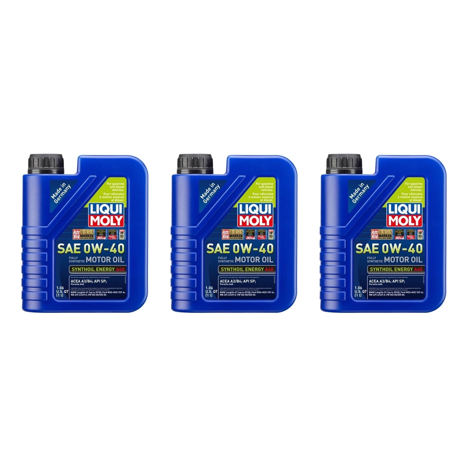 3X 1L Liqui Moly Synthoil Energy A40 0W-40 Engine Motor Oil for Cars