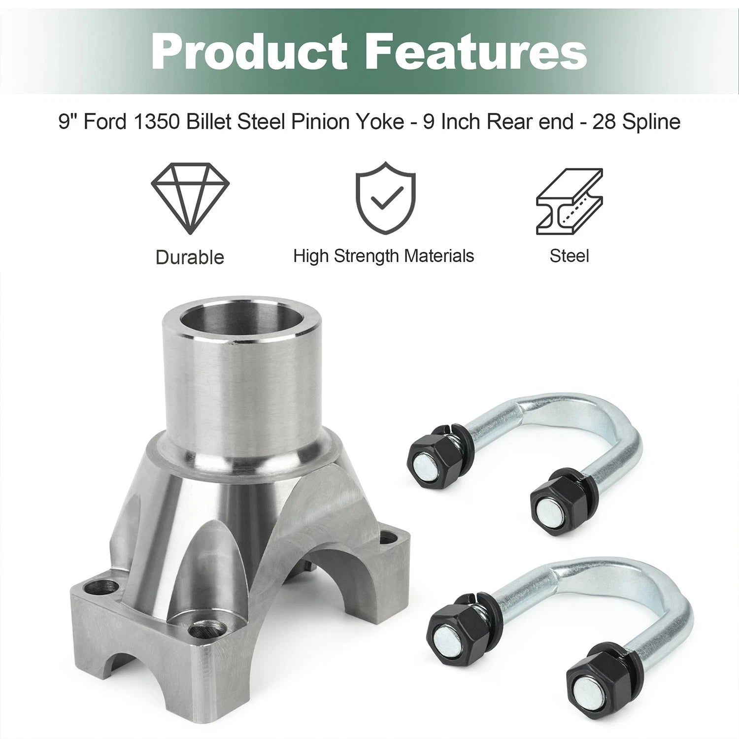 9" Billet Steel Pinion Yoke for Ford 1350 (Fits 9 Inch Rear End)