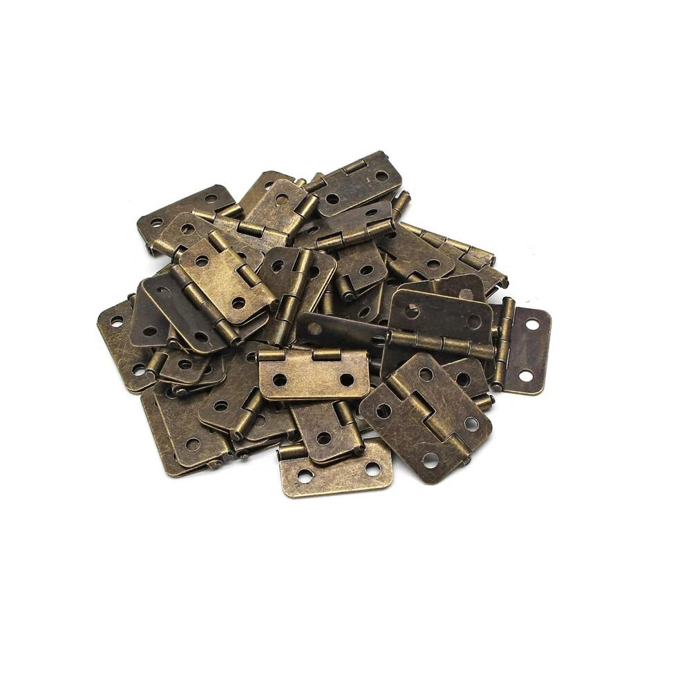 10x Mini Hinge for Jewelry Chest Gift Box (25mm x 18mm) Antique Bronze
