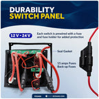 3 Gang Toggle Switch Panel with Power Socket for Boat (Universal Fit)