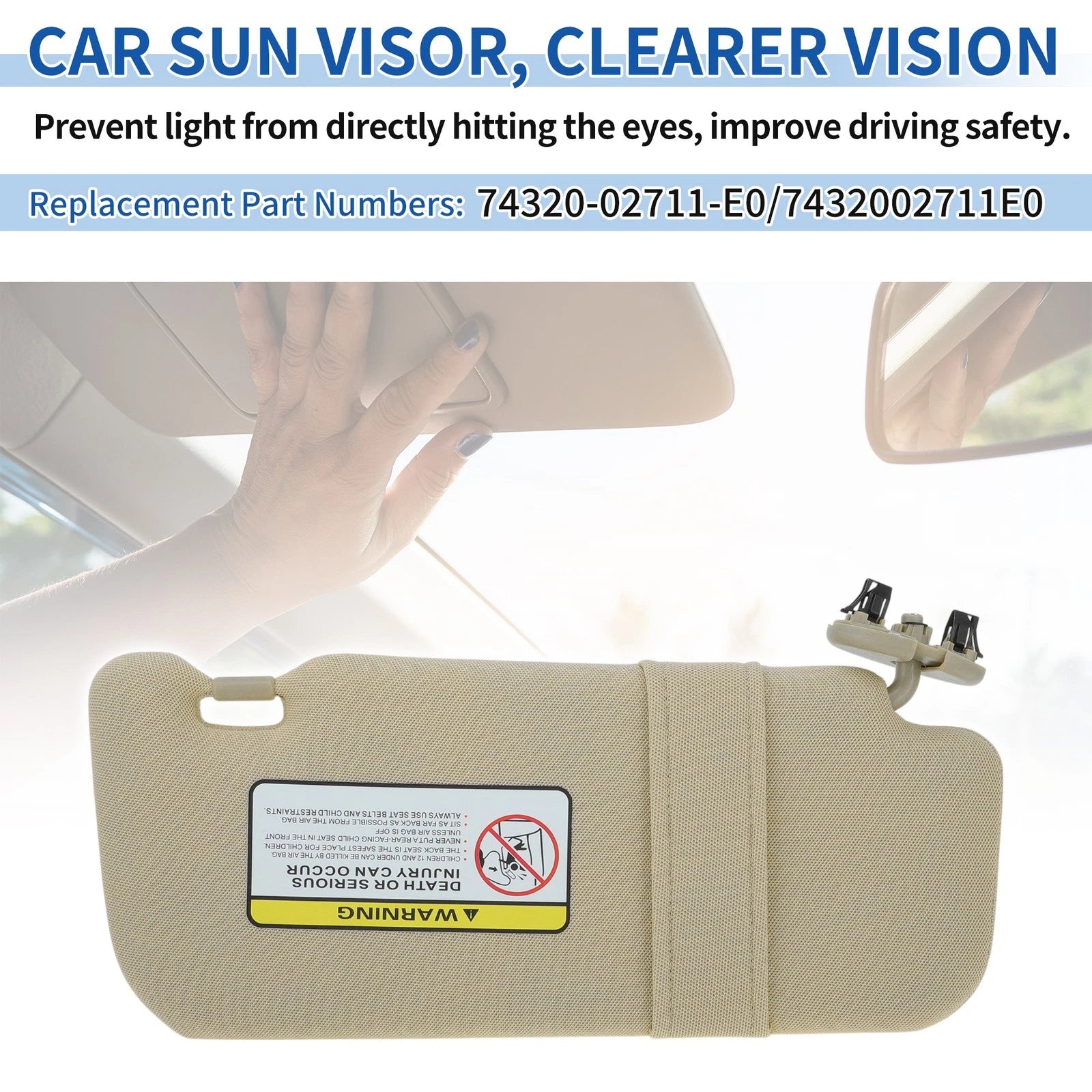 Left Side Sun Visor for Toyota Corolla (2007–2013) No. 74320-02711-E0 Beige