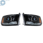 Set of 2 LED Headlights for Dodge Ram 1500-3500 (2013–2018) Black Housing