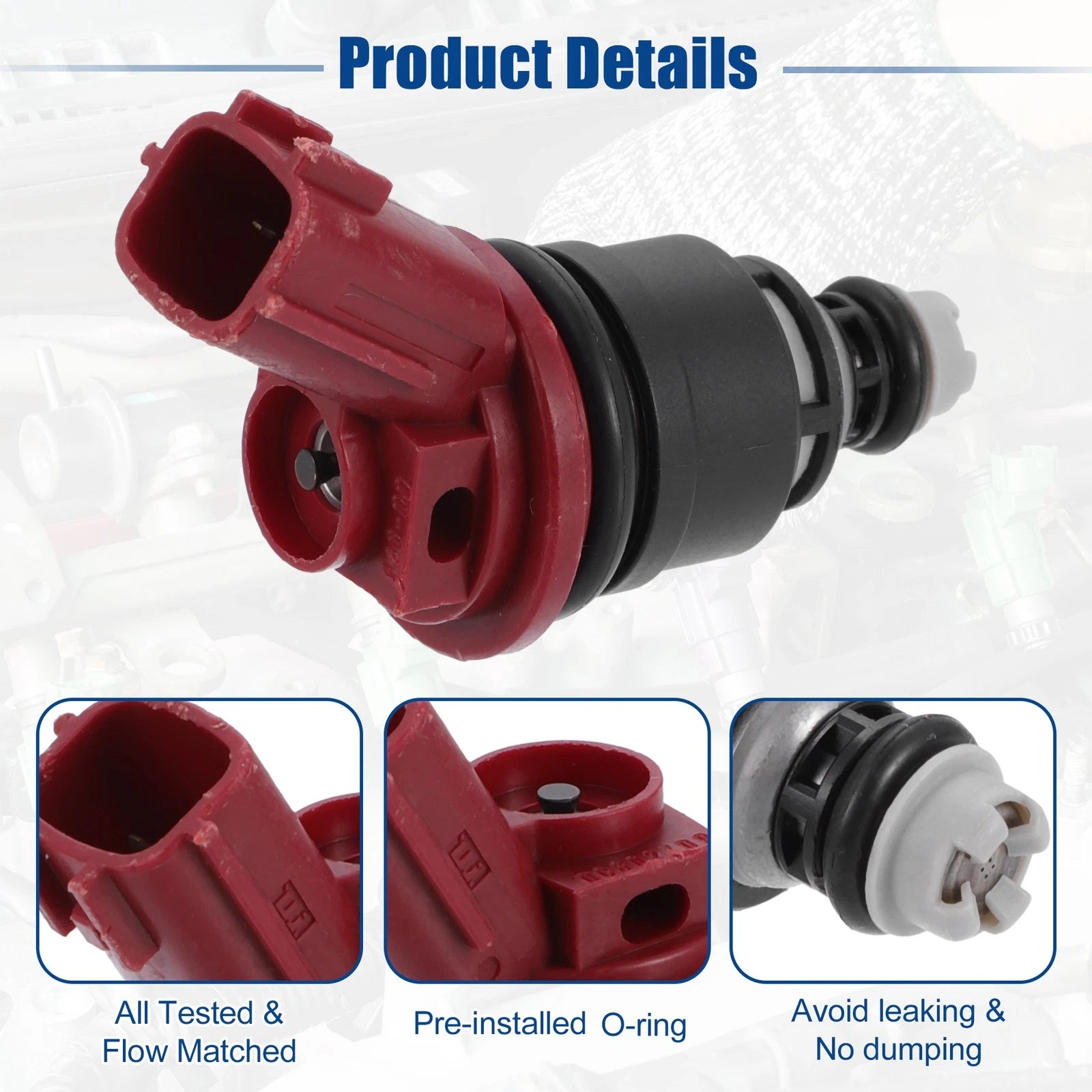Set of 4 Fuel Injector Nozzles for Nissan 240SX 2.4L L4 (1991–1998) 16600-53J00