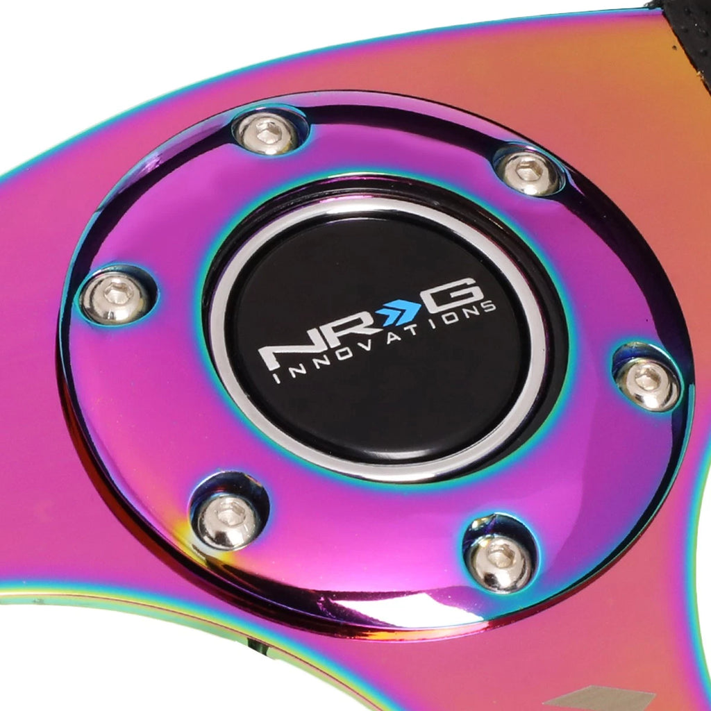 NRG 35cm Deep Dish Neochrome Leather Grip Steering Wheel for Universal (2010–2023)