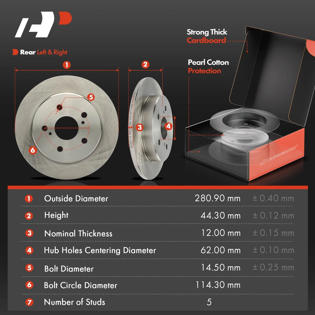 Front & Rear Disc Brake Rotors and Ceramic Pads for Toyota RAV4 (2019–2021)