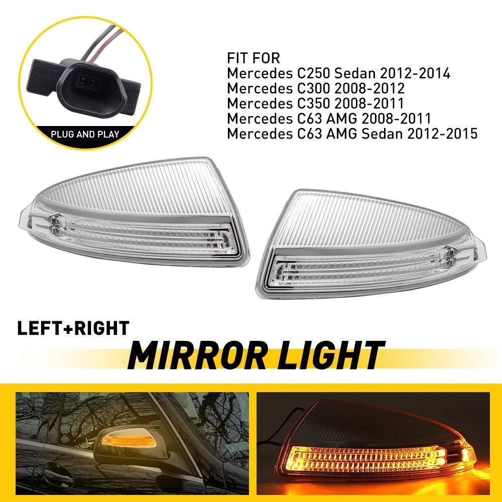 Clear Turn Signal Light Pair for Mercedes Benz C250 C300 C350 (2008–2014)