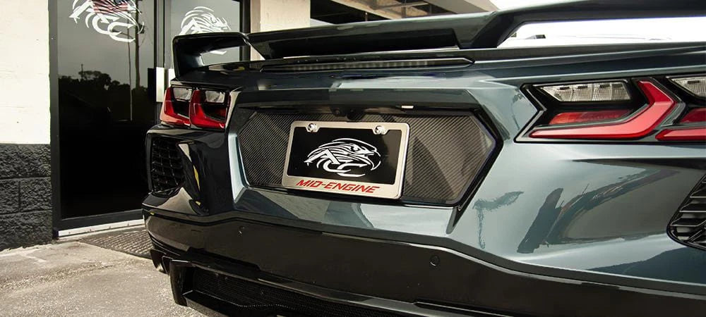 Rear License Plate Frame Brushed Carbon Fiber for 2020–2021 Corvette C8