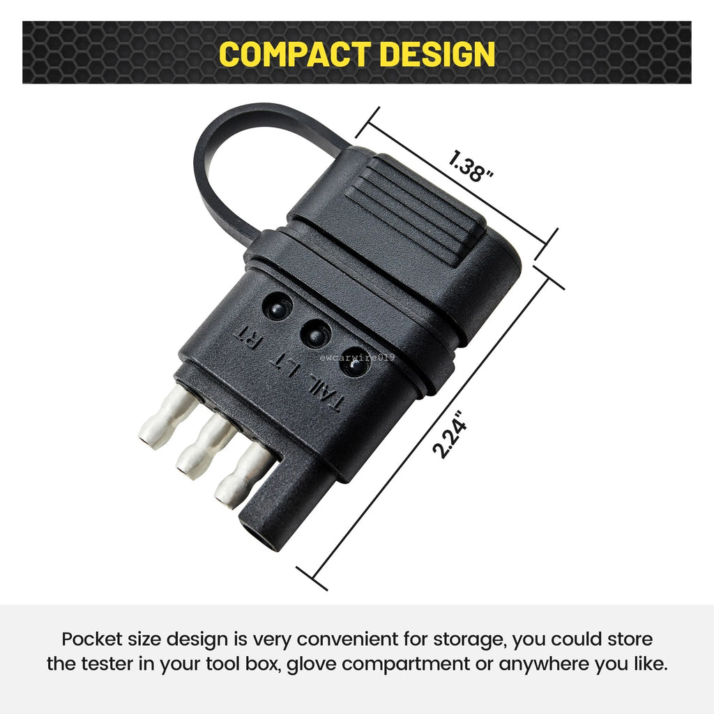 2X Trailer Wire Circuit Tester 4 Pin Male Female Plug with LED Indicators
