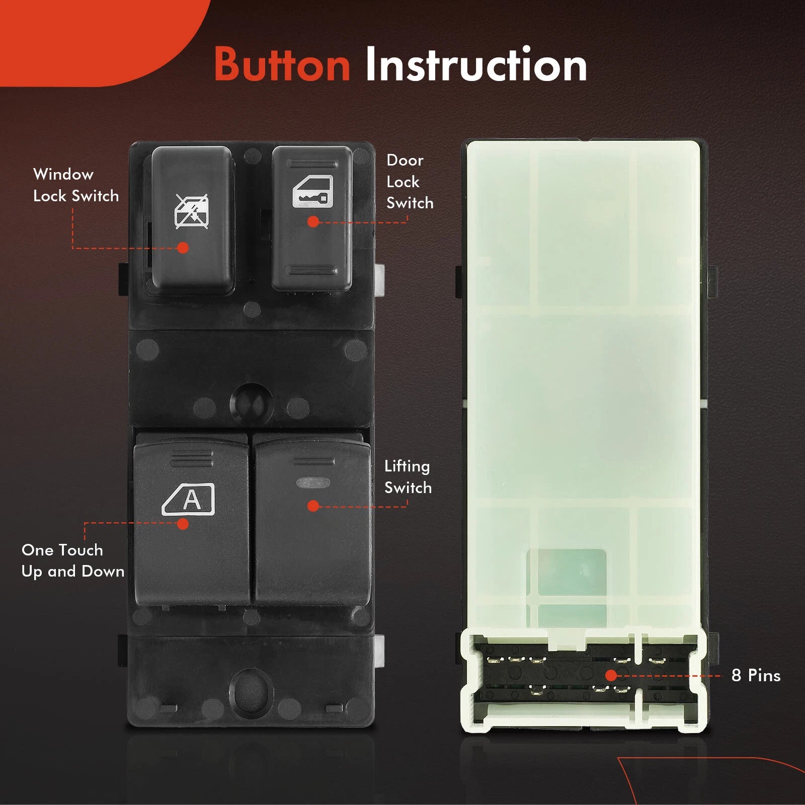 Front Left Power Window Switch for Nissan Frontier (2005-2021)