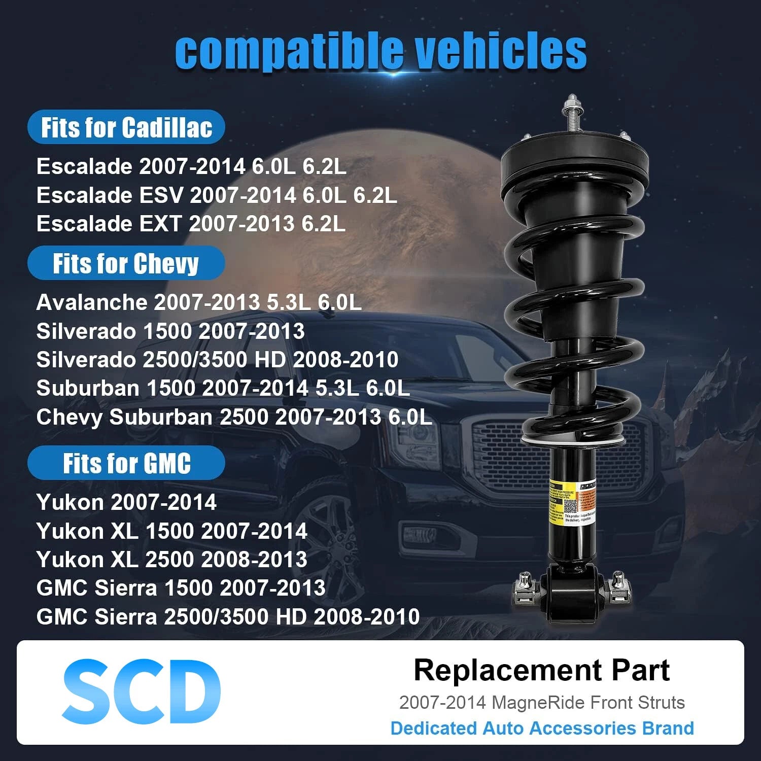 2X Front Strut Assembly Shock for Cadillac Escalade GMC Yukon (2015–2020) 580-435