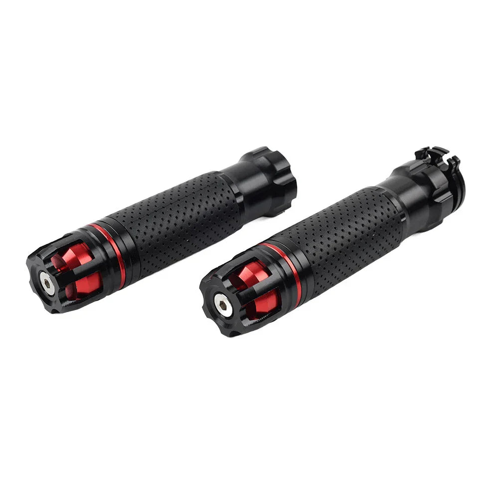 22MM BLK+RED Handle Bar Hand Grips for Honda, Suzuki, Yamaha, Kawasaki