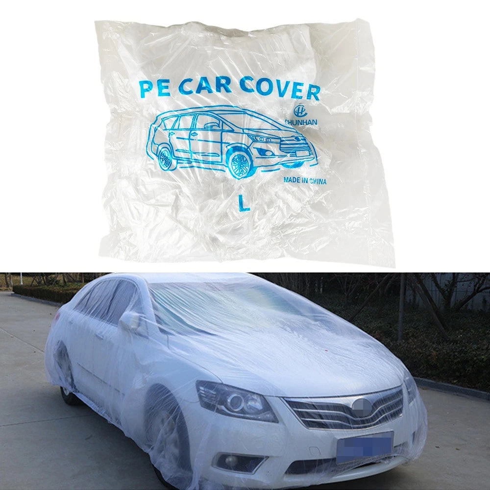 5 Pack Clear Plastic Disposable Car Cover for Universal Use (Rain Dust Garage)