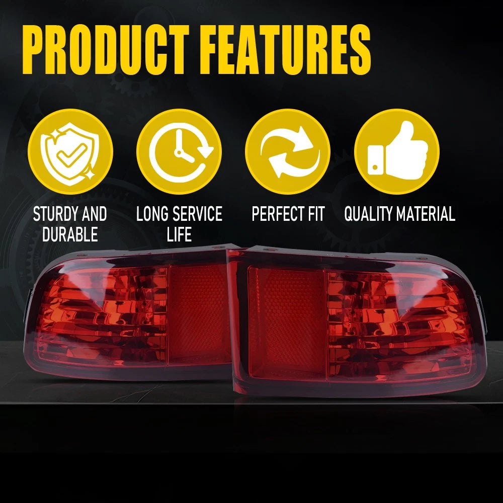 2X Smoked LED Rear Bumper Reflector Lights for Toyota 4Runner (2003-2005)