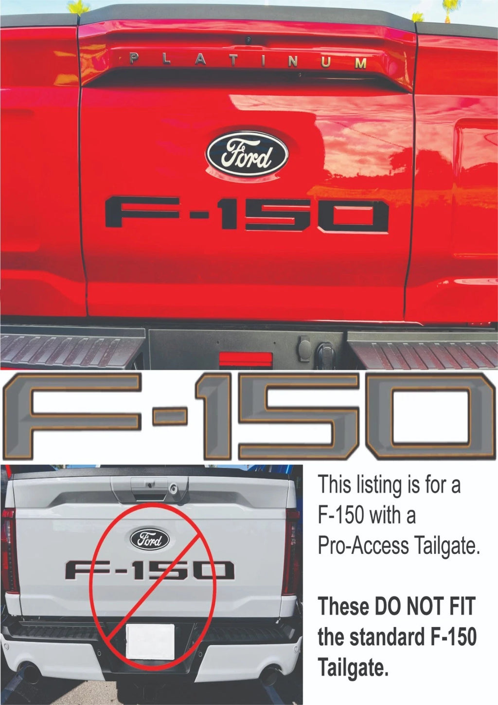 Tailgate Letter Inserts Pro-Access Replacement for Ford F150 (2024–2026)