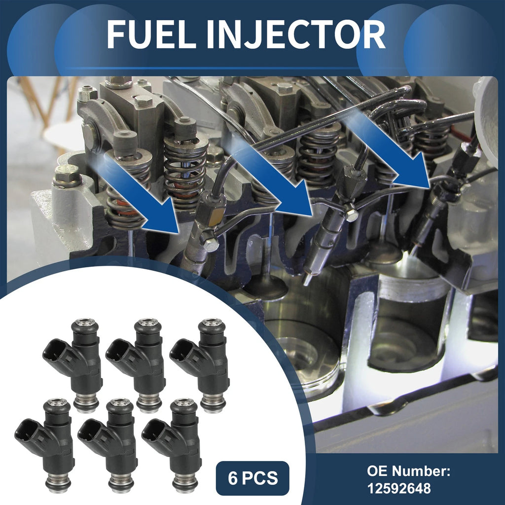Set of 6 Fuel Injectors for Chevrolet Impala (2007–2010) 3.5L, No.12592648