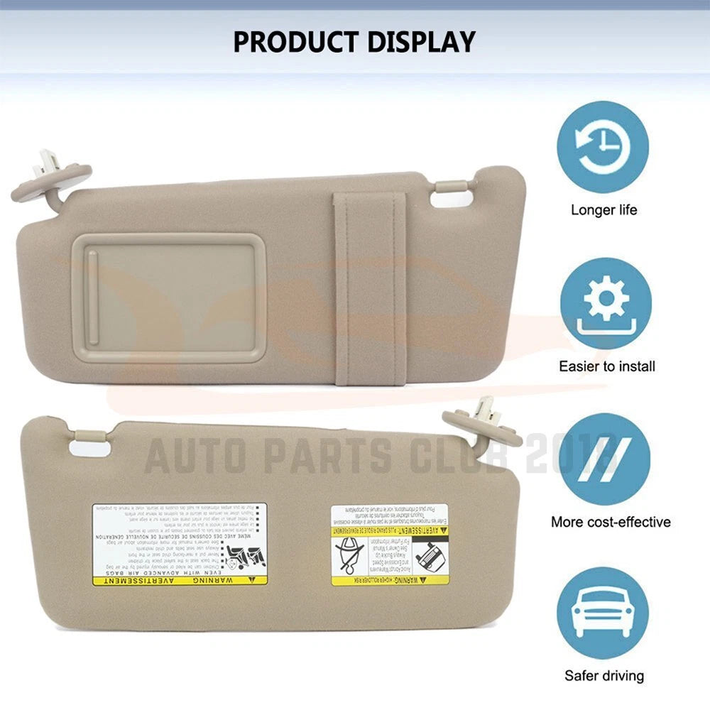 Tan Beige Driver Left Sun Visor for Toyota Venza (2009-2016) w/ Sunroof