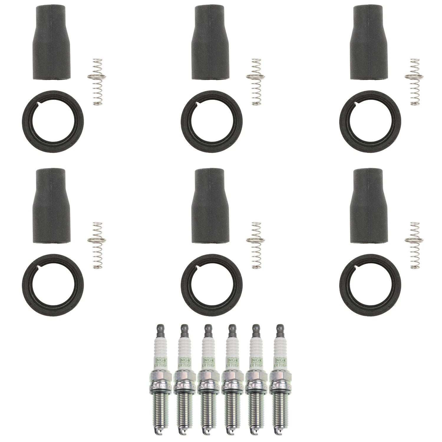 Set of 6 NGK G-Power Platinum Spark Plugs & Coil Boots for Azera Genesis Sedona (2006–2015)
