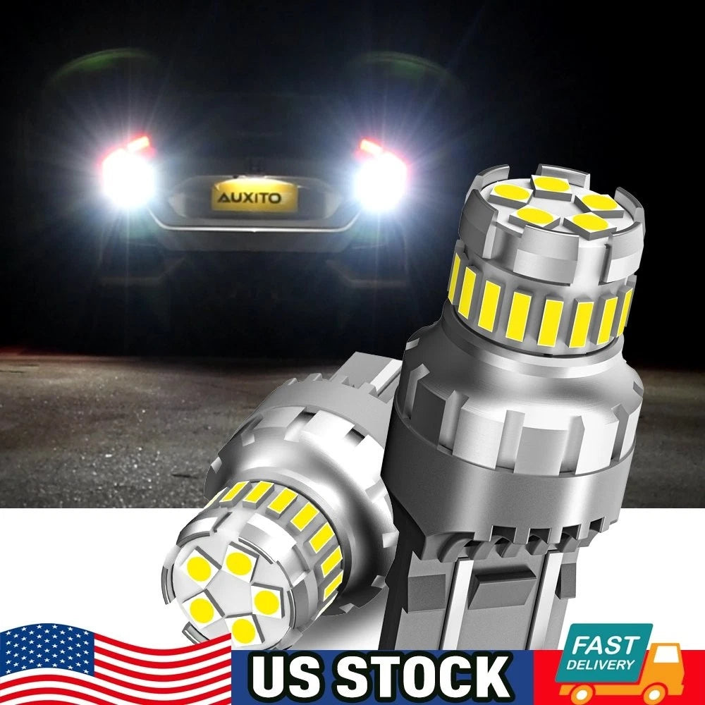 Set of 2 7443 7440 LED 6500K Reverse Backup Brake Tail Light Bulbs for