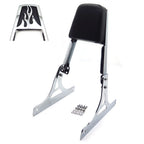 Chrome Flame Backrest Sissy Bar with Leather Pad for Harley Softail (1984–2023)
