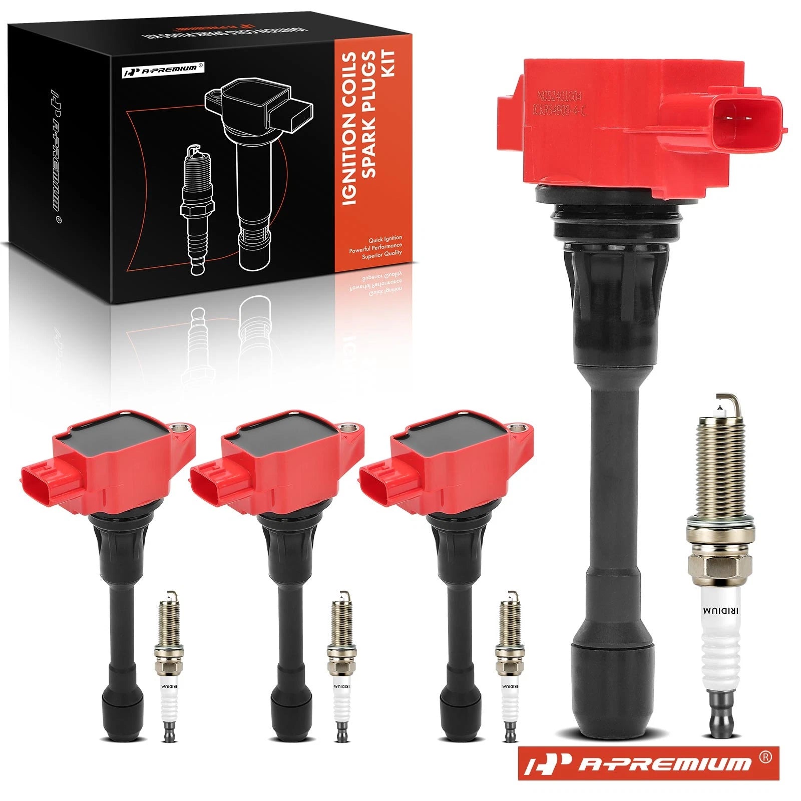Set of 4 Ignition Coils & Iridium Spark Plugs for Nissan Altima Rogue Cube