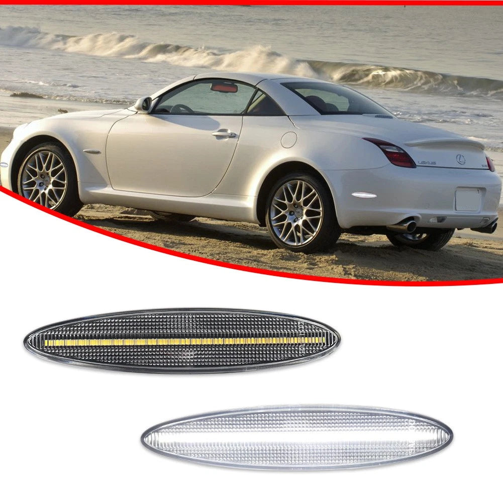 2X Clear Rear White LED Bumper Side Marker Lights for Lexus SC430 (2002–2010)