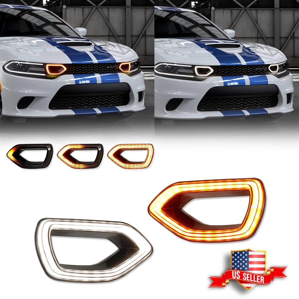 Smoke Switchback LED DRL Grille Lights for Dodge Charger SRT (2015–2023)