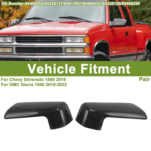 1 Pair ABS Mirror Cover Cap Carbon Grain for Chevy Silverado 1500 (2019) 84469252