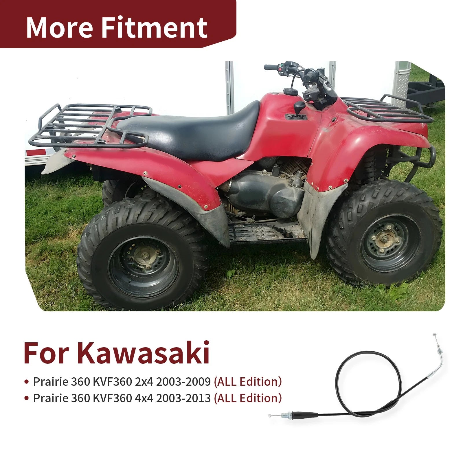 Throttle Cable for Kawasaki Prairie KVF360 2x4 / KVF360 4x4 (2003–2013)