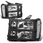 Factory Style Headlight Lamps for GMC Sierra 1500 2500 3500 (2007–2014) Black/Clear