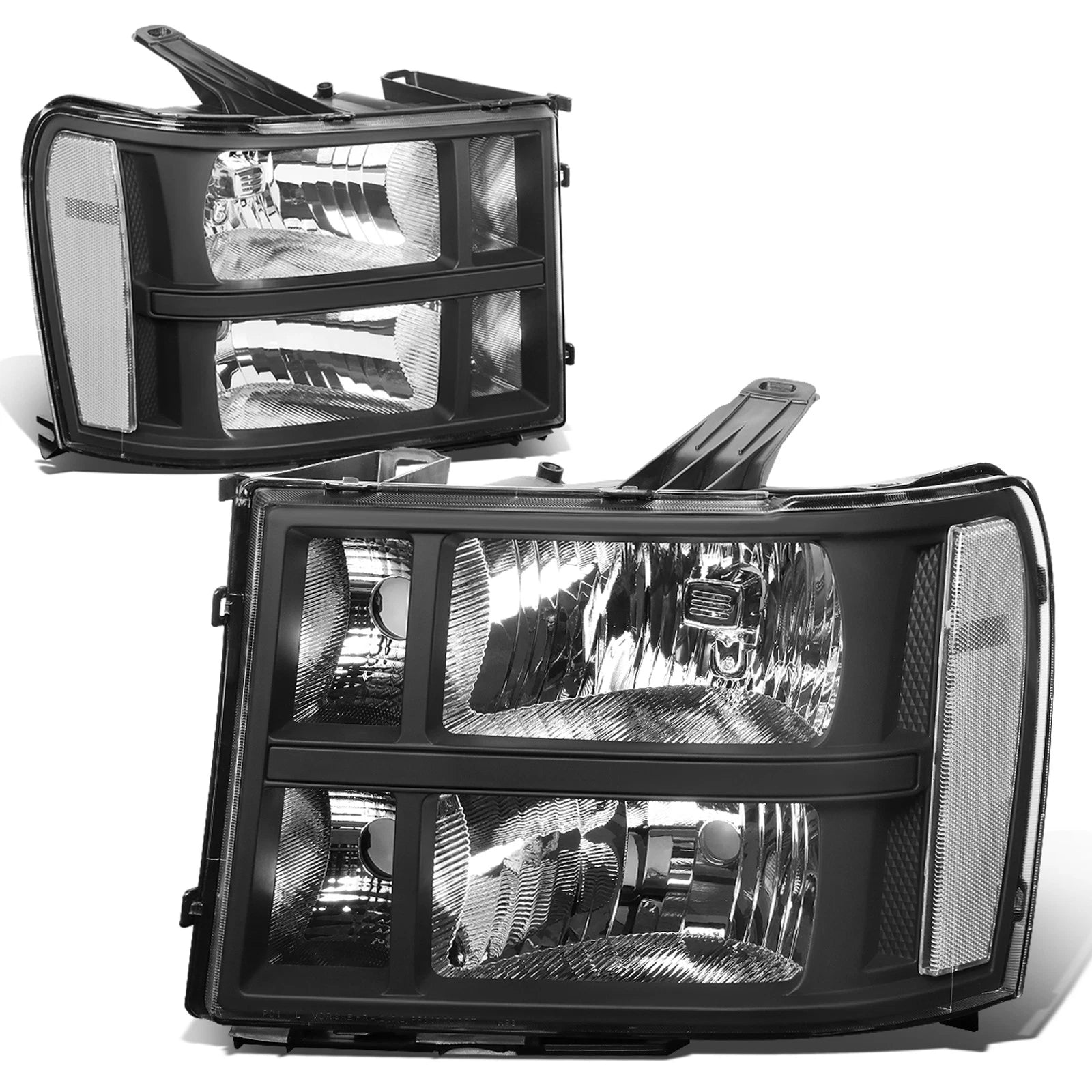 Factory Style Headlight Lamps for GMC Sierra 1500 2500 3500 (2007–2014) Black/Clear