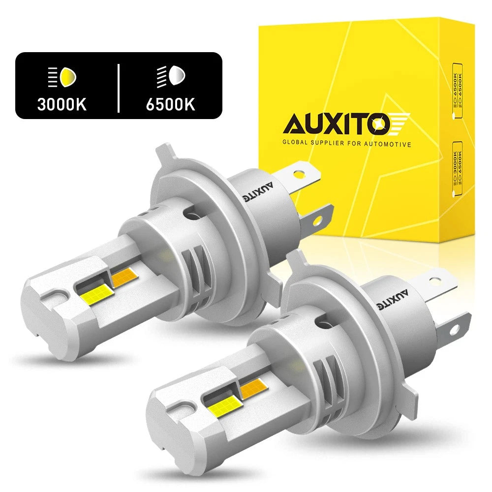 2X H4 9003 CSP LED Headlight Kit for High Low Beam (Amber/White)