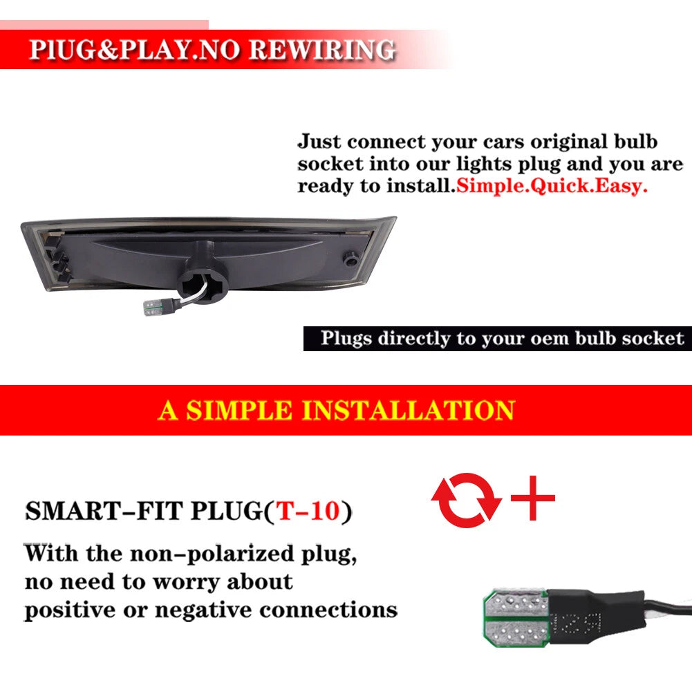 Smoke Lens White LED Front Side Marker Light for Chevrolet C10 C20 C30 (1981–1991)