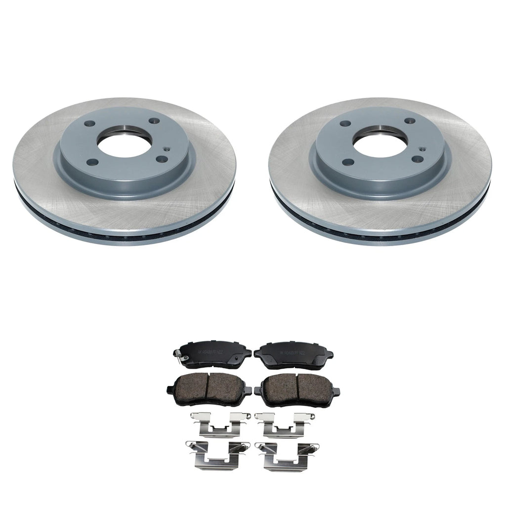 Front Rotors & Akebono ProACT Brake Pads Kit for Ford Fiesta (2011–2019)