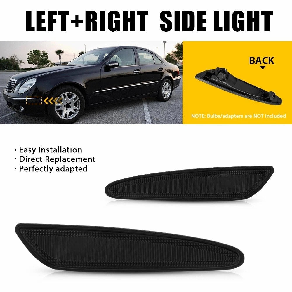 Pair of Smoked Front Bumper Side Marker Lights for Mercedes W211 E-Class (2003–2006)