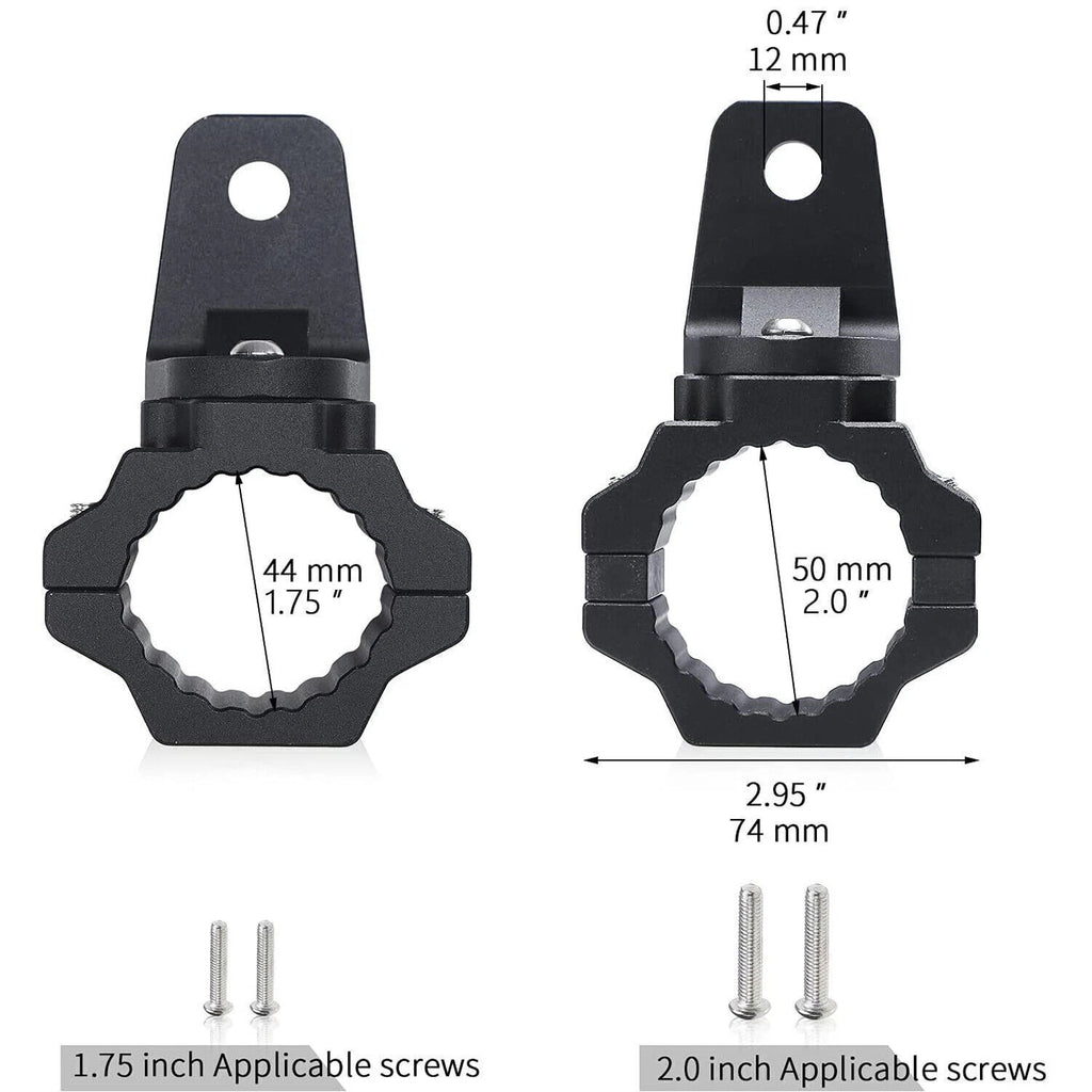 2X Mount Bracket for UTV ATV RZR (LED Whip Light Bar 1.75" to 2" Rollbar)
