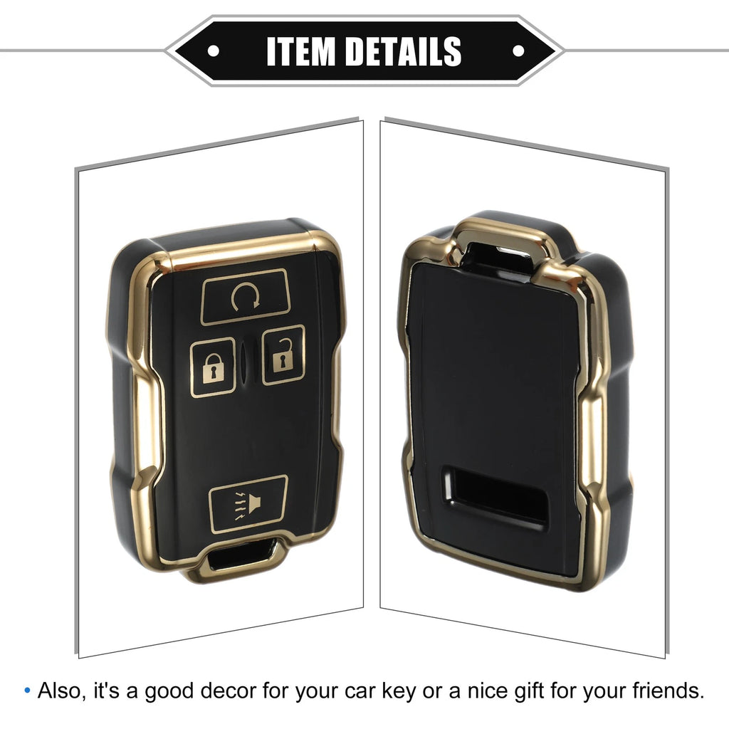 Set of 4 Key Fob Covers for Chevy Suburban, GMC (TPU, Black)