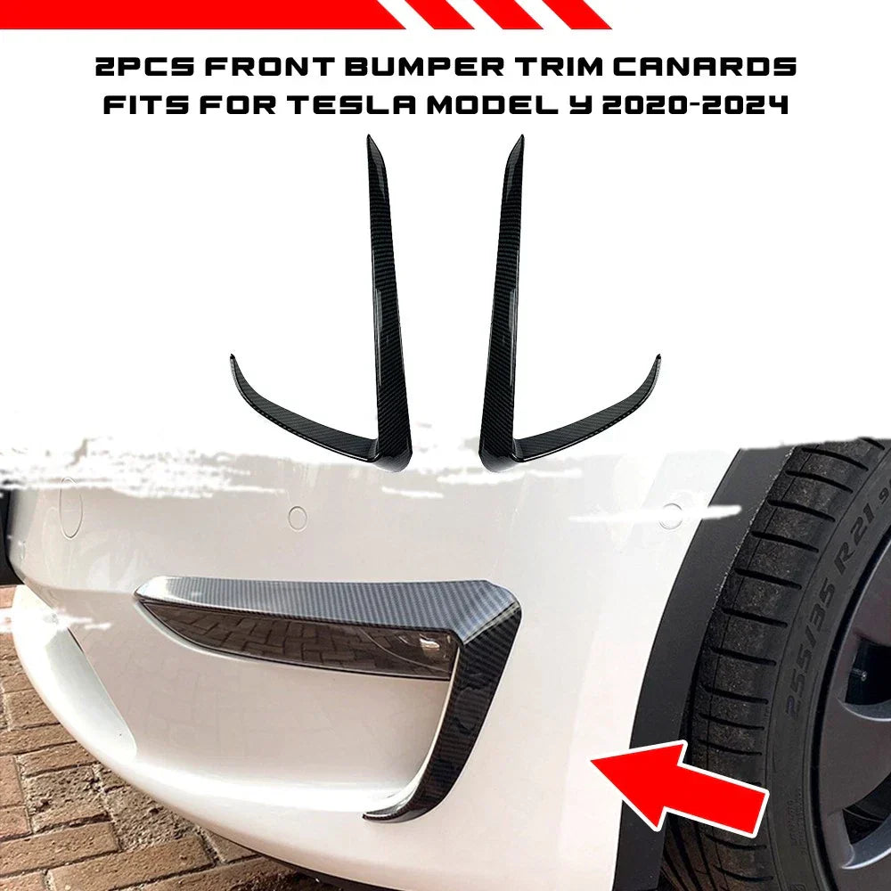 Adhesive Bumper Side C Canards Covers Trims for Tesla Model Y (2020–2024)