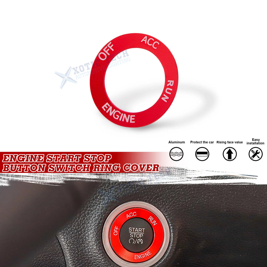 Red Engine Start Stop Button Switch Ring Cover Trim for Dodge Charger (2010–2022)