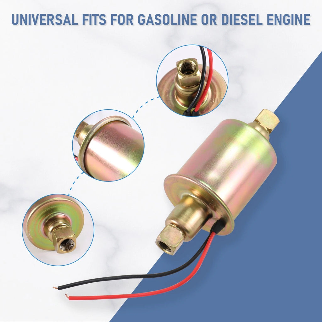 Electric Fuel Pump for Universal 12V Vehicles (Installation Kit Included)
