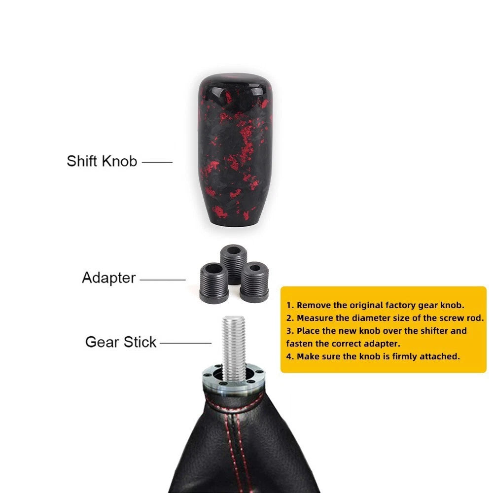 Universal Carbon Fiber Manual Gear Shift Knob Lever Shifter w/Adapter