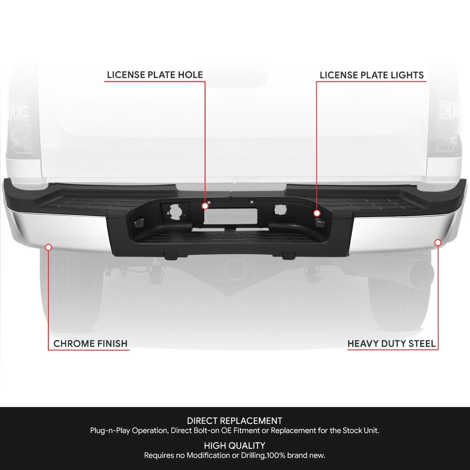 Rear Bumper for Silverado Sierra 2500 HD (2007–2010) OE Style w/o Sensor Holes