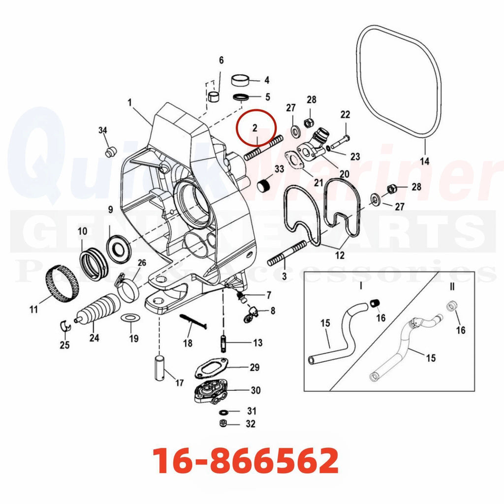 Stud for MerCruiser Gimbal Housing (16-56296, 16-866562) 1pcs