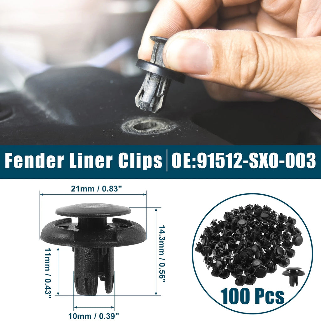 100 Pcs Fender Liner Clips for Honda Accord (No. 91504-SF4-003)