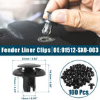 100 Pcs Fender Liner Clips for Honda Accord (No. 91504-SF4-003)