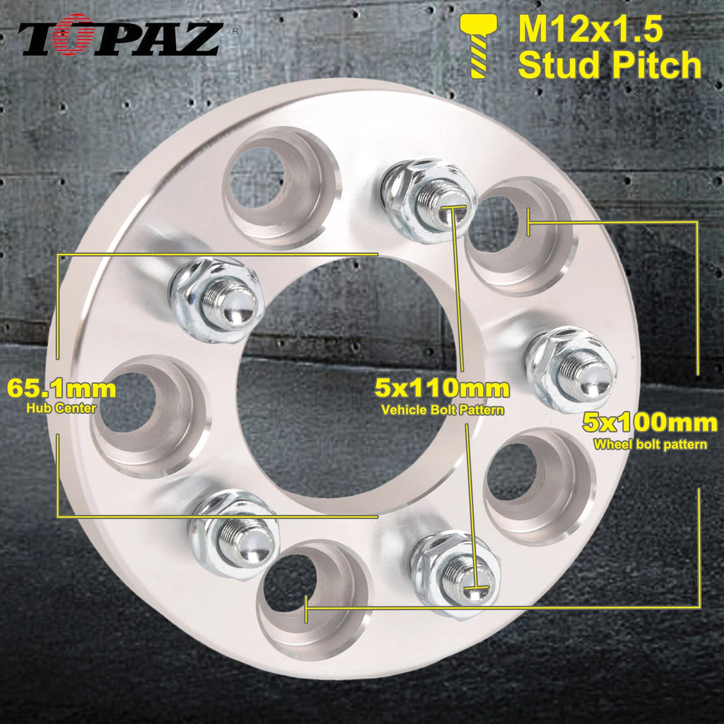 Set of 4 Wheel Spacer Adapters for Chevy Saturn Pontiac (5x110 to 5x100)