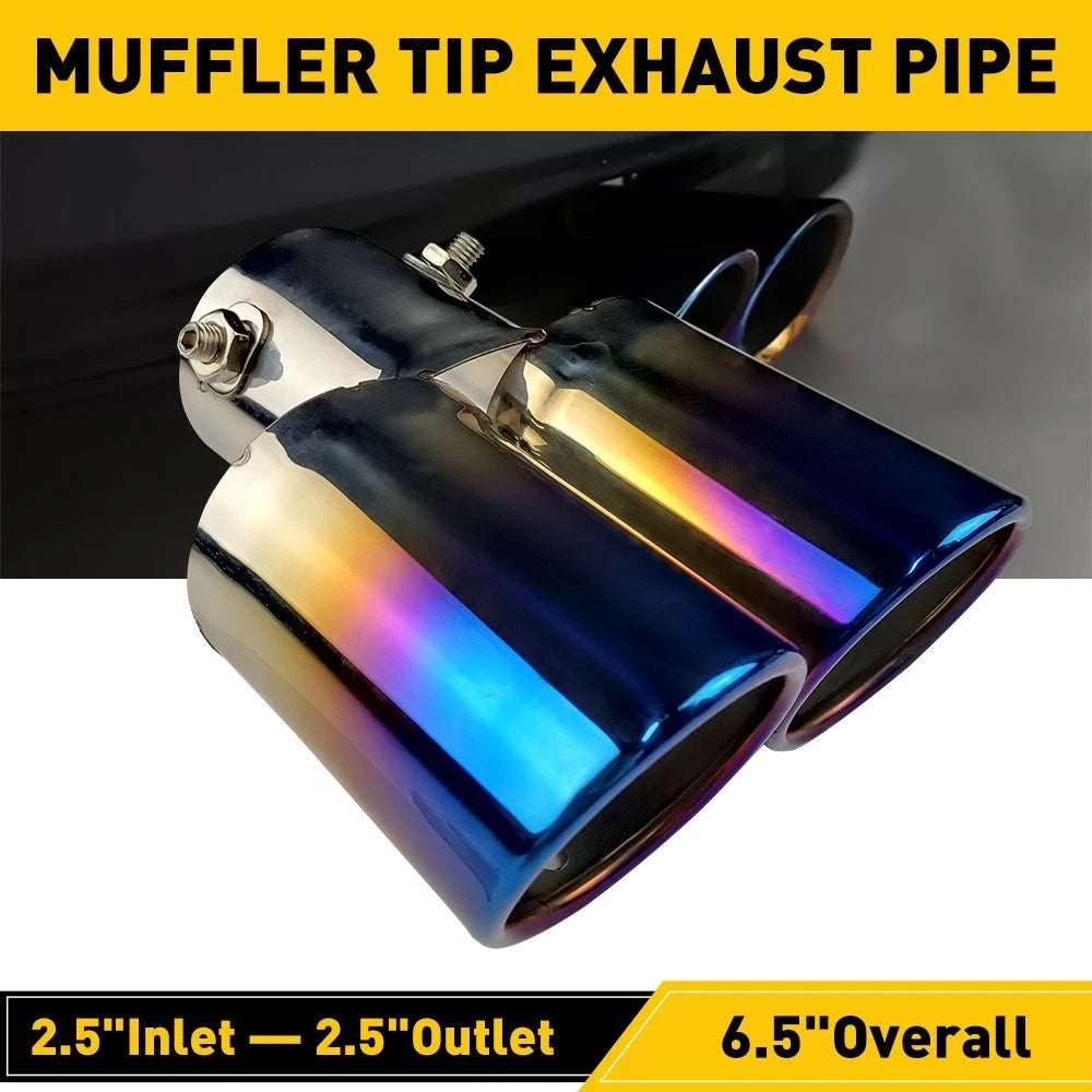 Dual Pipe Exhaust Tailpipe Tip for Car Auto (Stainless Steel)
